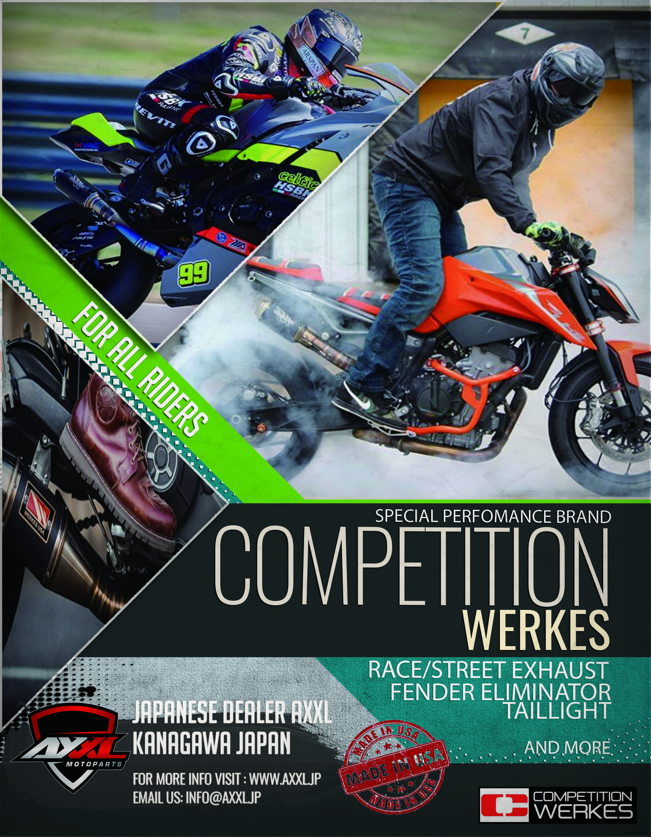 スーパーバイク選手権にも使用 COMPETITION WERKES マフラー｜AxxL